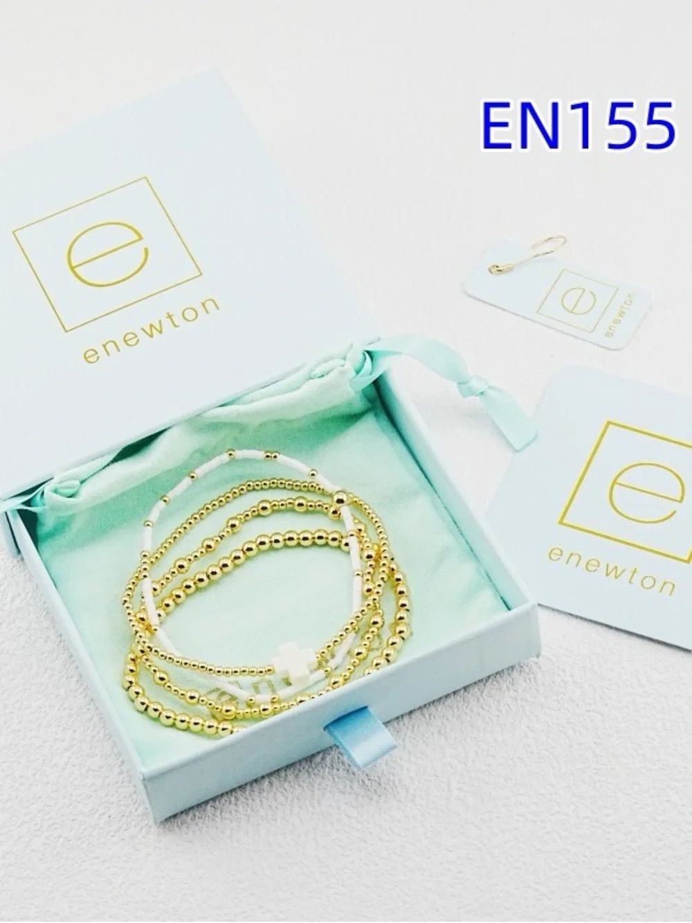 Newton Gold Multi-Strand Beaded Bracelet with White Accents